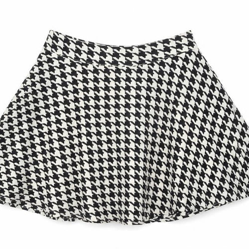 Forever 21 Womens White Geometric Polyester Mini Skirt Size S Zip - Houndstooth
