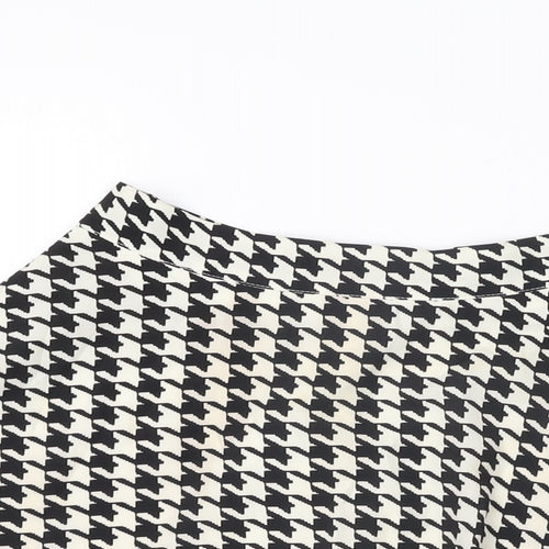 FOREVER 21 Womens White Geometric Polyester Mini Skirt Size S Zip - Houndstooth
