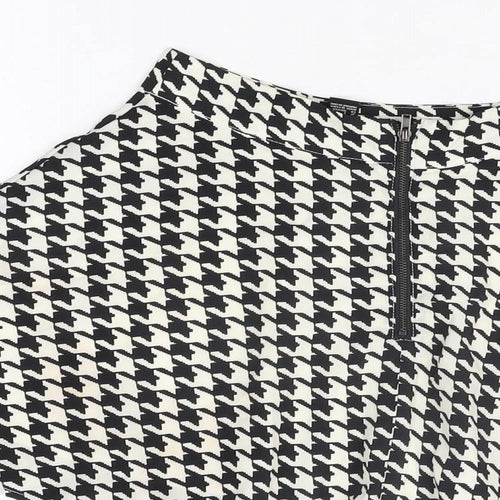 FOREVER 21 Womens White Geometric Polyester Mini Skirt Size S Zip - Houndstooth