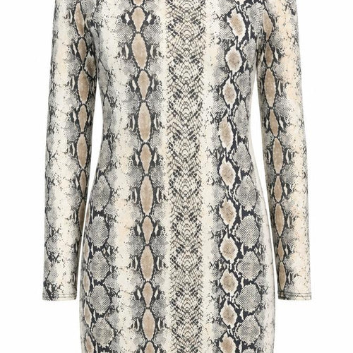 Missguided Womens Beige Animal Print Viscose Bodycon Size 14 Round Neck Pullover