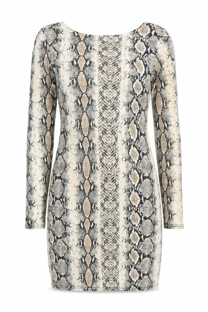 Missguided Womens Beige Animal Print Viscose Bodycon Size 14 Round Neck Pullover
