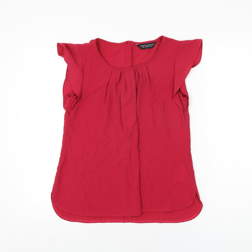 Dorothy Perkins Womens Red Polyester Basic T-Shirt Size 10 Round Neck