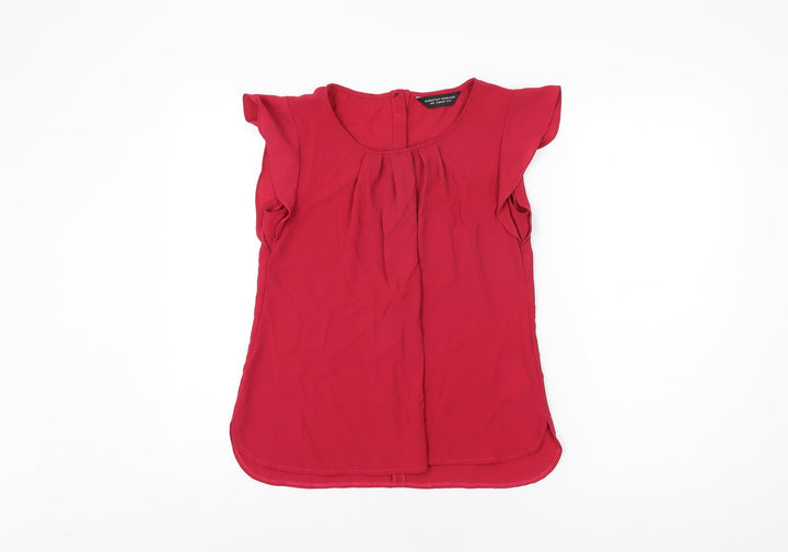 Dorothy Perkins Womens Red Polyester Basic T-Shirt Size 10 Round Neck