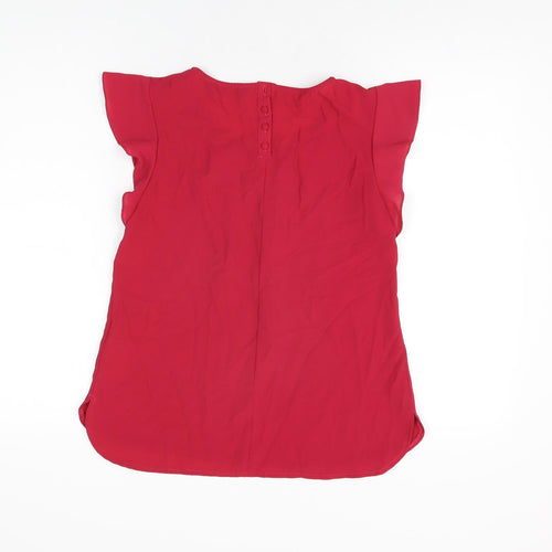 Dorothy Perkins Womens Red Polyester Basic T-Shirt Size 10 Round Neck