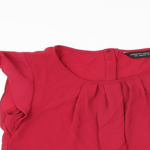 Dorothy Perkins Womens Red Polyester Basic T-Shirt Size 10 Round Neck