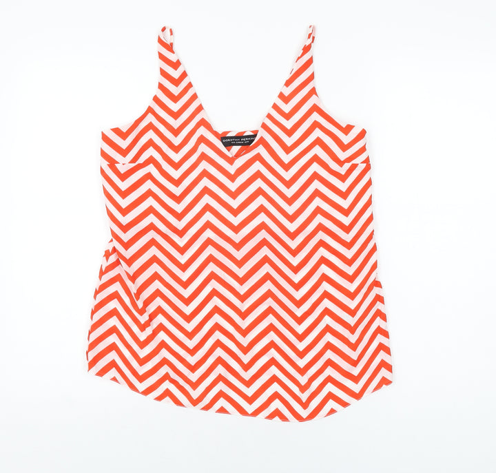 Dorothy Perkins Womens Red Geometric Polyester Camisole T-Shirt Size 10 V-Neck