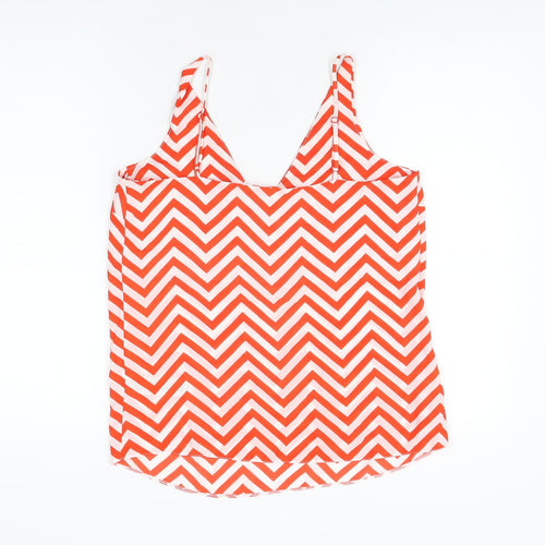 Dorothy Perkins Womens Red Geometric Polyester Camisole T-Shirt Size 10 V-Neck
