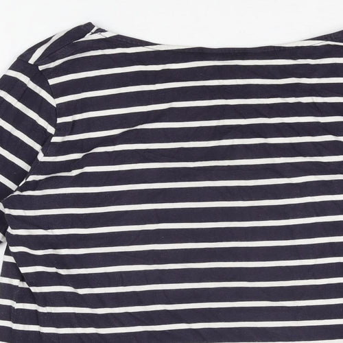 New Look Womens Blue Striped Polyester Basic T-Shirt Size 10 Round Neck