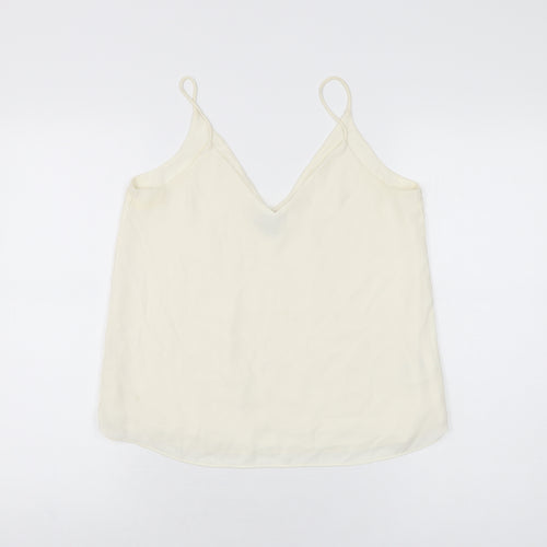 H&M Womens Ivory Polyester Camisole T-Shirt Size 8 V-Neck