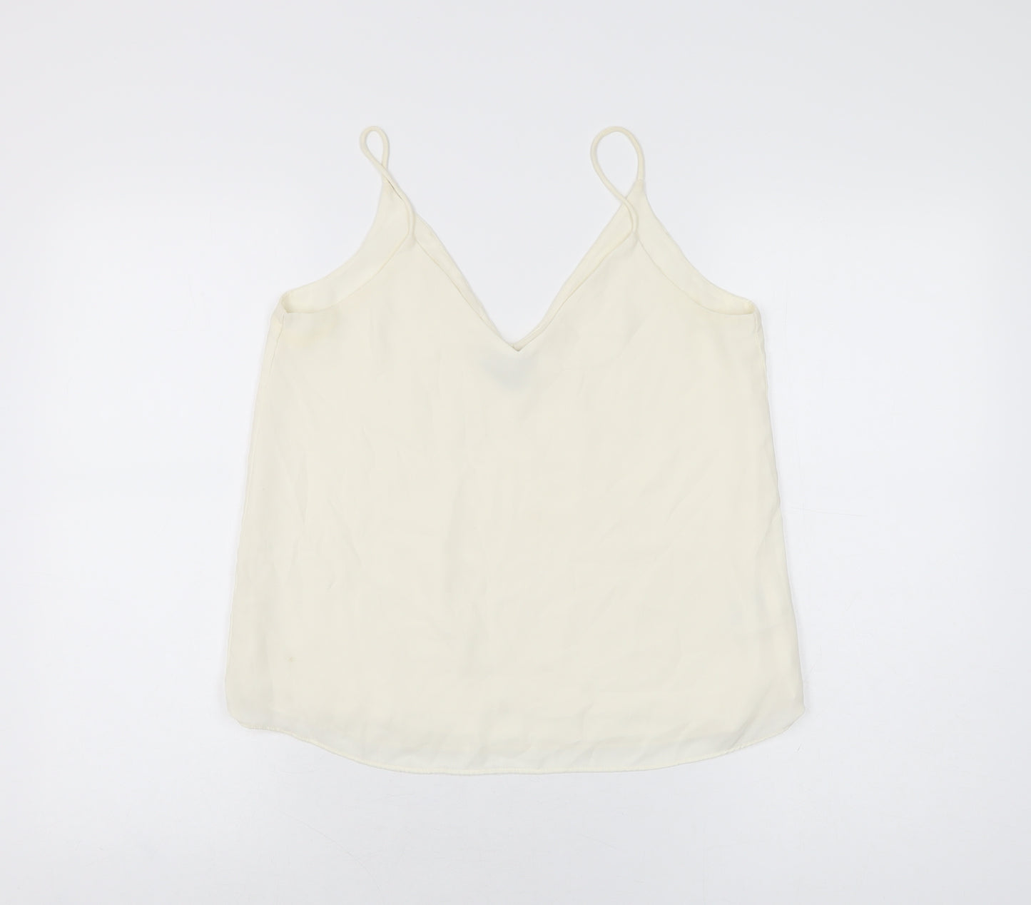 H&M Womens Ivory Polyester Camisole T-Shirt Size 8 V-Neck