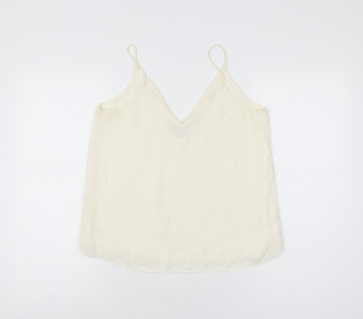 H&M Womens Ivory Polyester Camisole T-Shirt Size 8 V-Neck