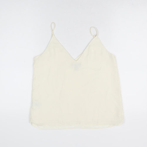 H&M Womens Ivory Polyester Camisole T-Shirt Size 8 V-Neck