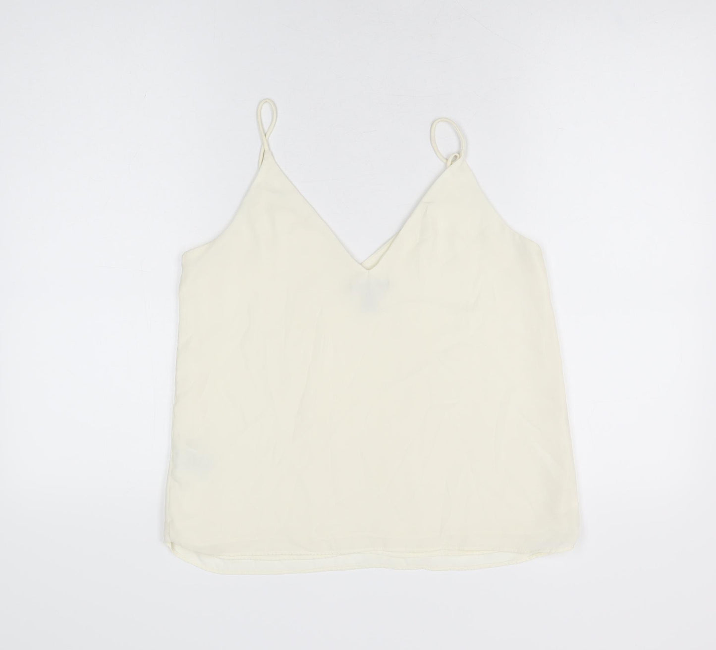 H&M Womens Ivory Polyester Camisole T-Shirt Size 8 V-Neck