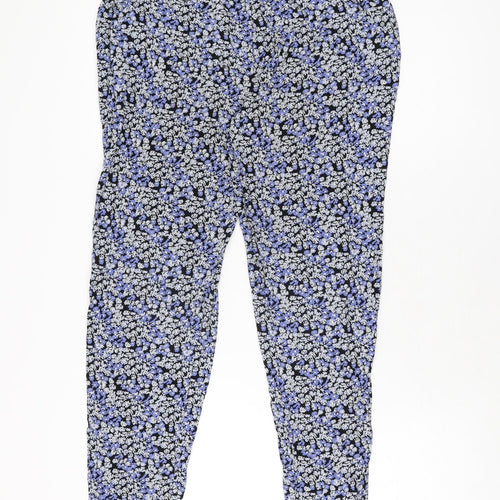 NEXT Girls Black Floral Viscose Jogger Trousers Size 14 Years L28 in Regular Pullover