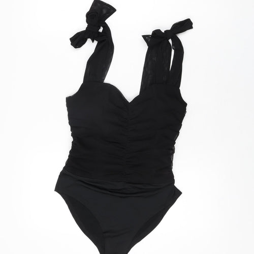 Quiz Womens Black Polyester Bodysuit One-Piece Size 10 Snap