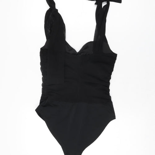 Quiz Womens Black Polyester Bodysuit One-Piece Size 10 Snap