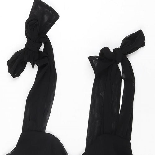 Quiz Womens Black Polyester Bodysuit One-Piece Size 10 Snap
