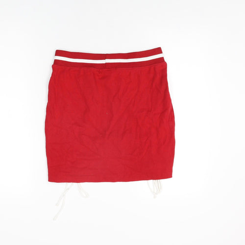 Missguided Womens Red Cotton Mini Skirt Size 12 Tie