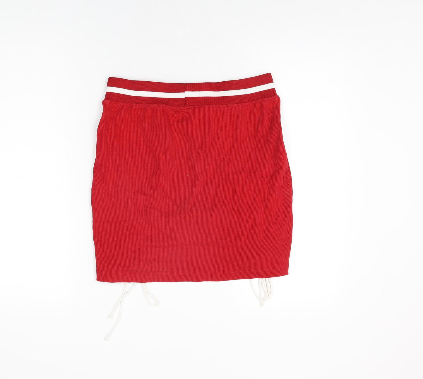 Missguided Womens Red Cotton Mini Skirt Size 12 Tie