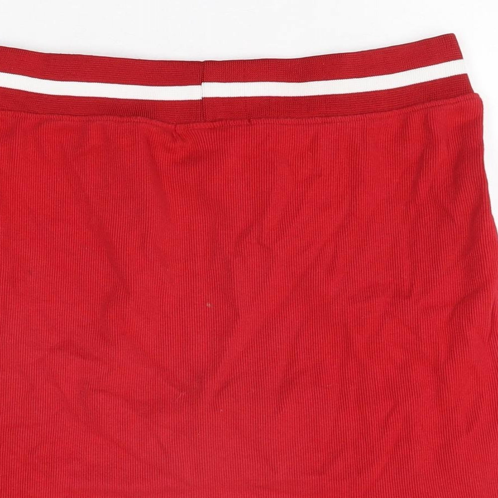 Missguided Womens Red Cotton Mini Skirt Size 12 Tie