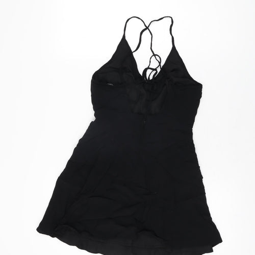 FOREVER 21 Womens Black Polyester Mini Size S V-Neck Zip