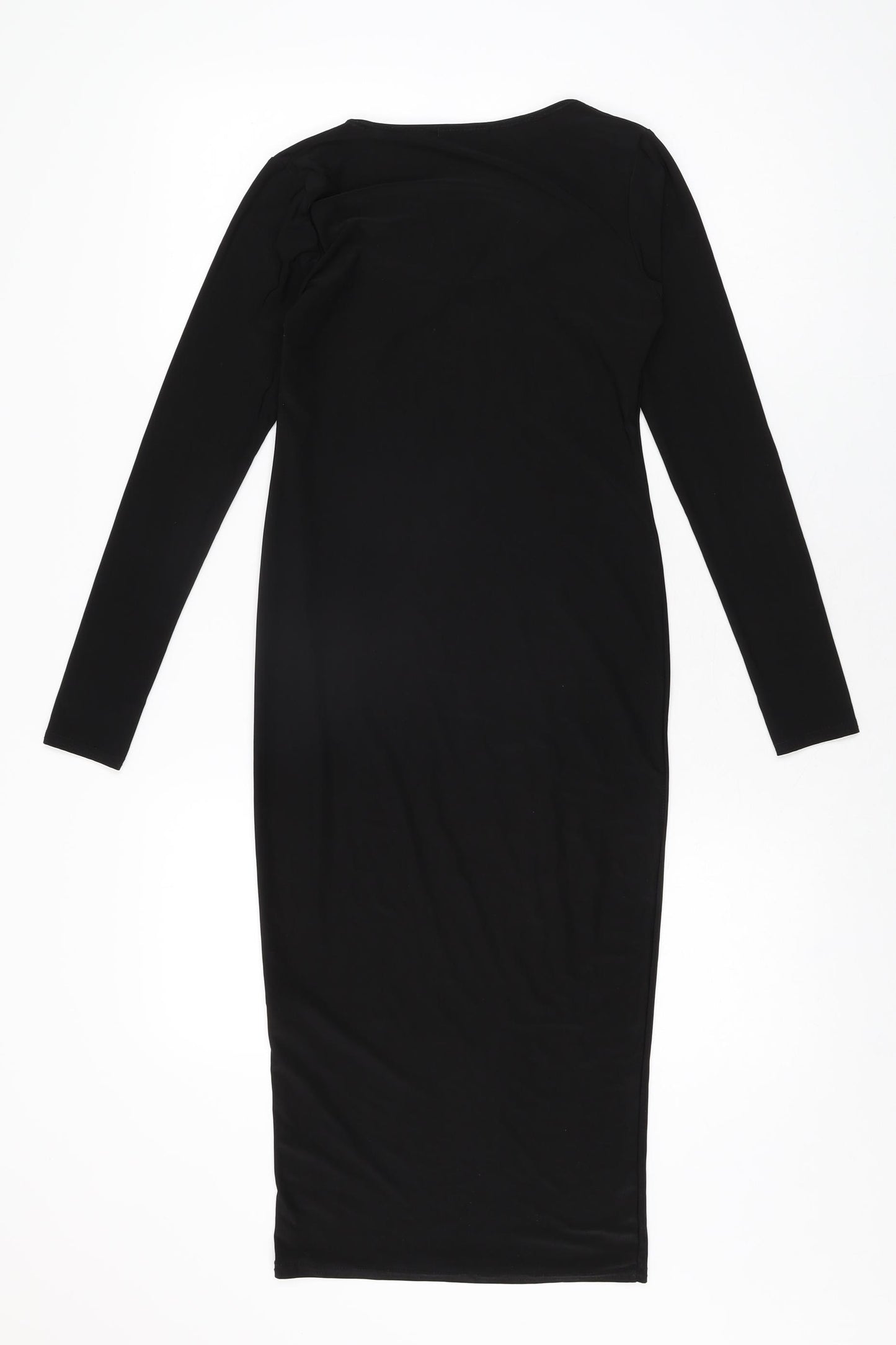 PRETTYLITTLETHING Womens Black Polyester Bodycon Size 10 Scoop Neck Pullover