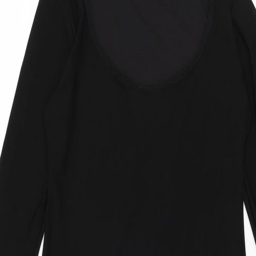 PRETTYLITTLETHING Womens Black Polyester Bodycon Size 10 Scoop Neck Pullover