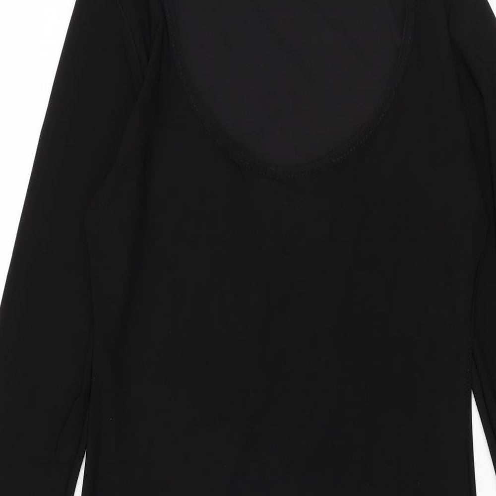 PRETTYLITTLETHING Womens Black Polyester Bodycon Size 10 Scoop Neck Pullover