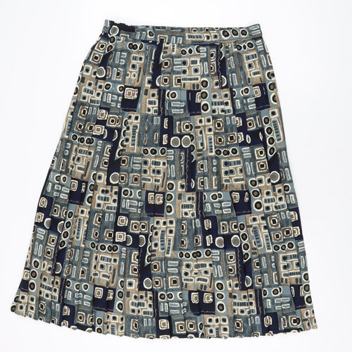 Selection Womens Multicoloured Geometric Polyester Swing Skirt Size 14