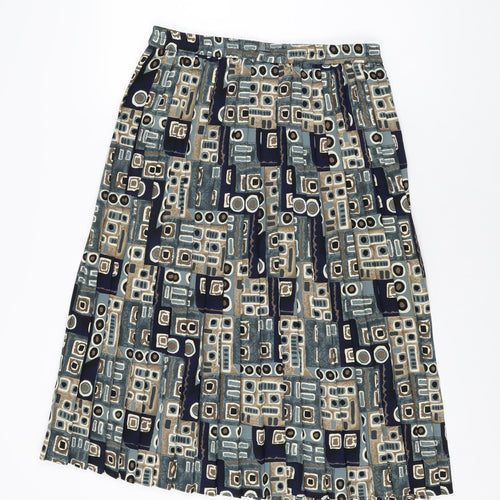 Selection Womens Multicoloured Geometric Polyester Swing Skirt Size 14