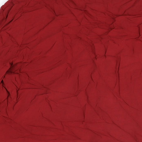Marks and Spencer Womens Red Viscose Basic Button-Up Size 10 V-Neck