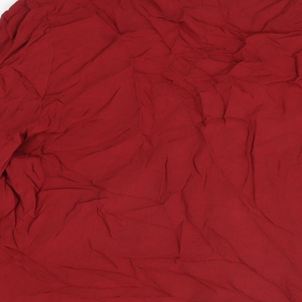 Marks and Spencer Womens Red Viscose Basic Button-Up Size 10 V-Neck