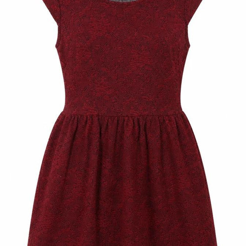 Topshop Womens Red Floral Polyester Skater Dress Size 8 Round Neck Pullover