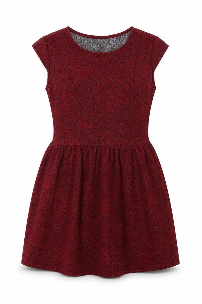 Topshop Womens Red Floral Polyester Skater Dress Size 8 Round Neck Pullover