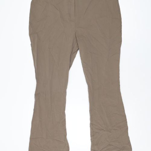 Topshop Womens Brown Viscose Trousers Size 18 L31 in Regular Zip