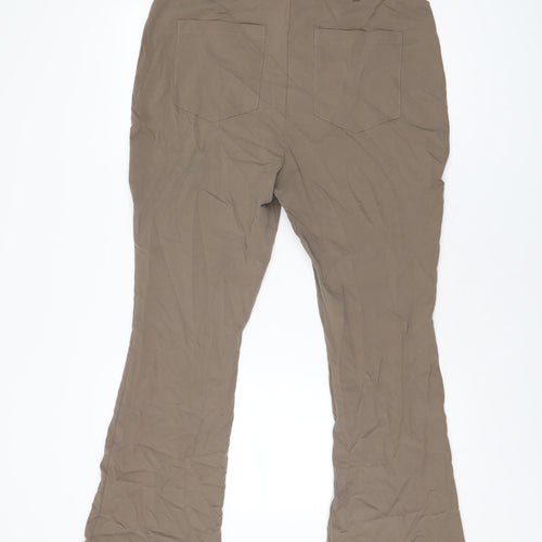 Topshop Womens Brown Viscose Trousers Size 18 L31 in Regular Zip