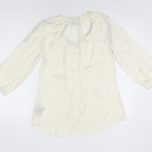 Kenneth Cole Womens Ivory Polyester Basic Button-Up Size S Scoop Neck