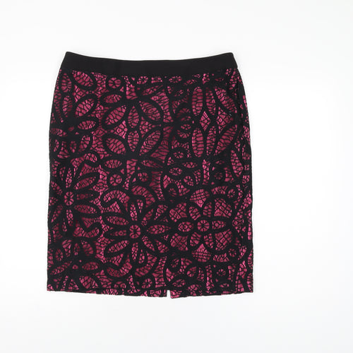 Daisy May Womens Black Geometric Polyester Straight & Pencil Skirt Size 14 Zip