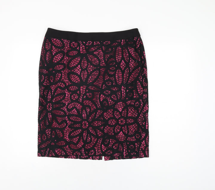 Daisy May Womens Black Geometric Polyester Straight & Pencil Skirt Size 14 Zip