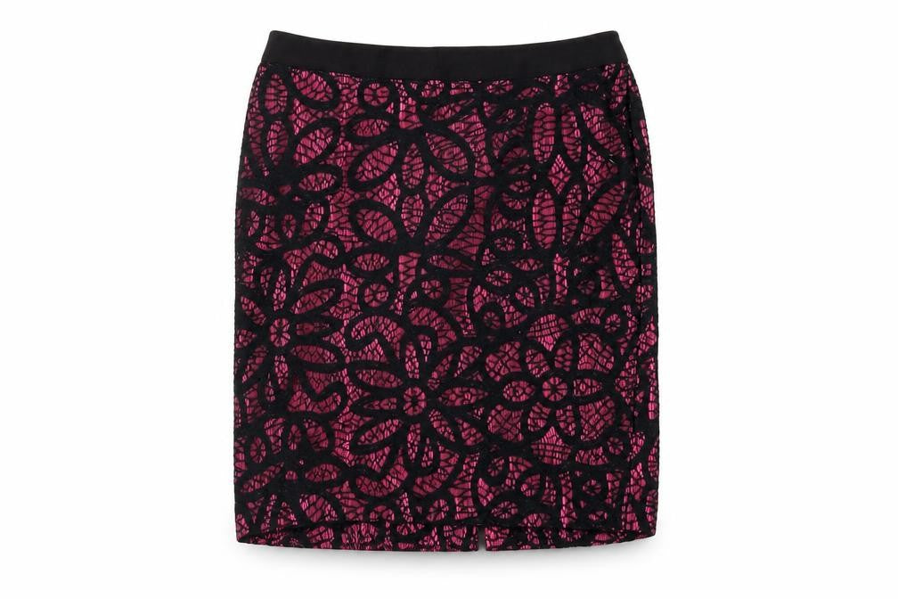 Daisy May Womens Black Geometric Polyester Straight & Pencil Skirt Size 14 Zip