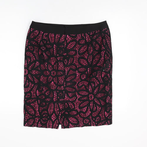 Daisy May Womens Black Geometric Polyester Straight & Pencil Skirt Size 14 Zip