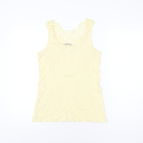 Oasis Womens Yellow Cotton Basic Tank Size M Scoop Neck