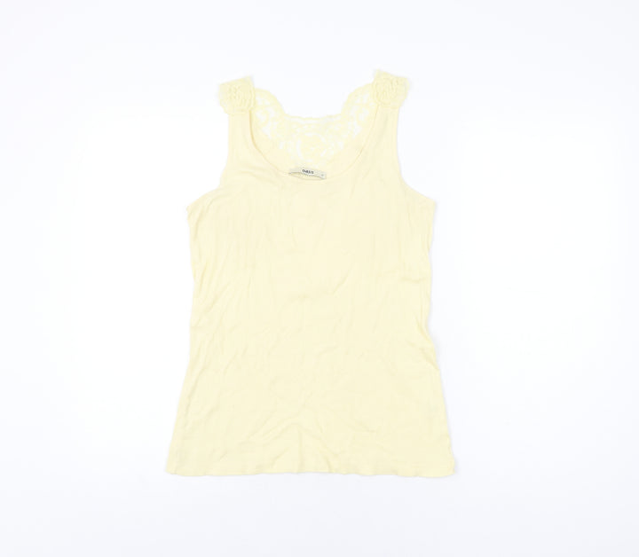 Oasis Womens Yellow Cotton Basic Tank Size M Scoop Neck