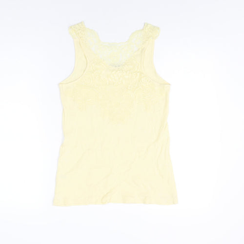 Oasis Womens Yellow Cotton Basic Tank Size M Scoop Neck