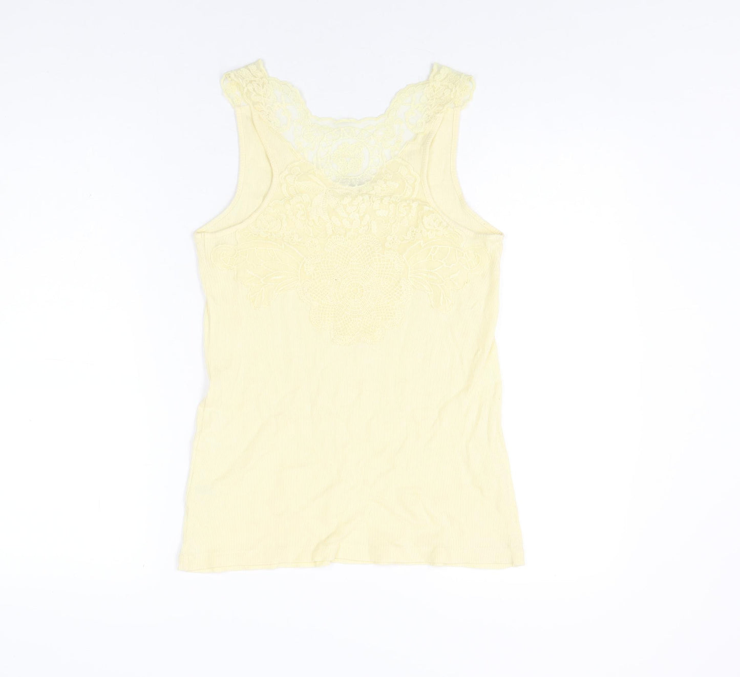 Oasis Womens Yellow Cotton Basic Tank Size M Scoop Neck