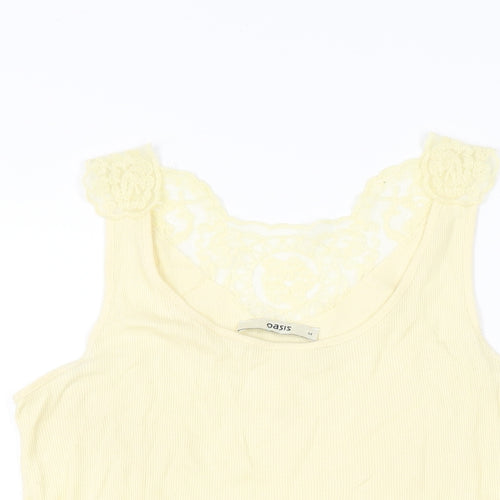 Oasis Womens Yellow Cotton Basic Tank Size M Scoop Neck