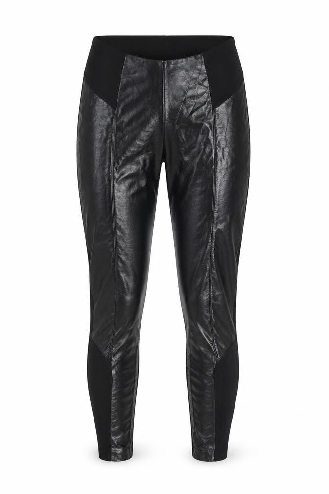 Front view of River Island women’s black polyester pedal pusher leggings, size UK 8, 26-inch leg