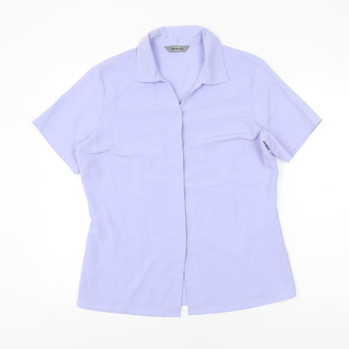 AMARANTO Womens Purple Polyester Basic Button-Up Size 14 Collared
