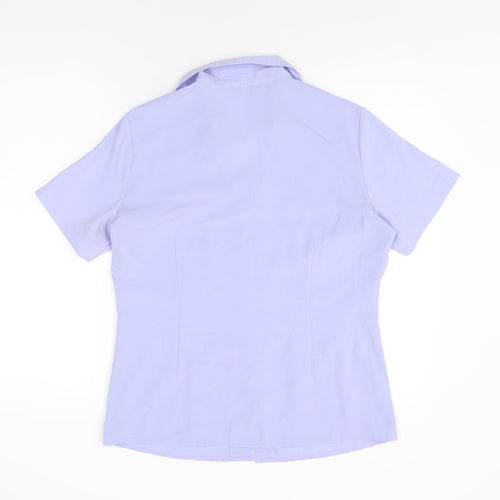 AMARANTO Womens Purple Polyester Basic Button-Up Size 14 Collared