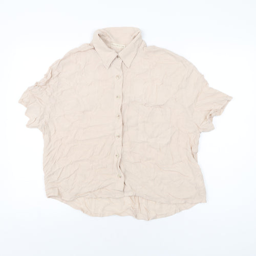 Bassika Womens Pink Viscose Basic Button-Up Size M Collared